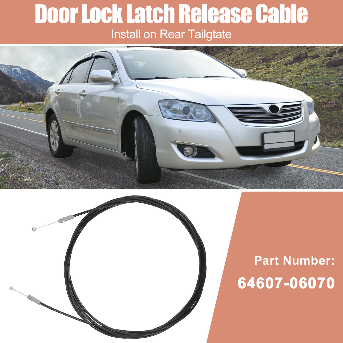 uxcell Uxcell NO.64607-06070 Trunk Lock Latch Release Cable for Toyota Camry 2007-2011 Deck Lid Release Cable Car Luggage Door Lock Control Cable Tailgate Release Cable Replacement 14FT