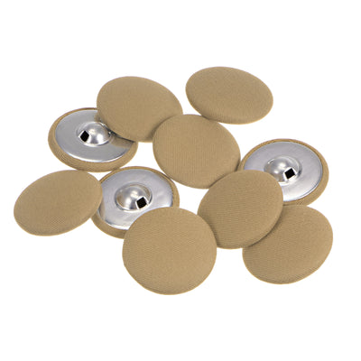 Harfington 10pcs Fabric Cloth Covered Button 30mm Round Metal Sewing Buttons, Khaki