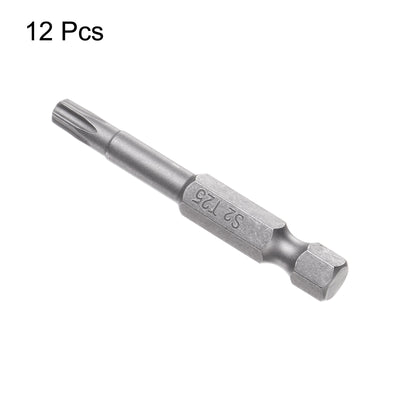 Harfington Uxcell 12Pcs T25 Torx Head Screwdriver Bit S2 Steel Magnetic Screw Drive Drill Bit 2" Long 1/4 Inch Hex Shank