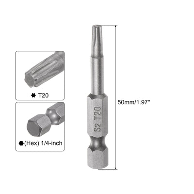 Harfington Uxcell 12Pcs T20 Torx Head Screwdriver Bit S2 Steel Magnetic Screw Drive Drill Bit 2" Long 1/4 Inch Hex Shank