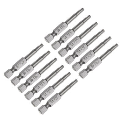 Harfington Uxcell 12Pcs T20 Torx Head Screwdriver Bit S2 Steel Magnetic Screw Drive Drill Bit 2" Long 1/4 Inch Hex Shank