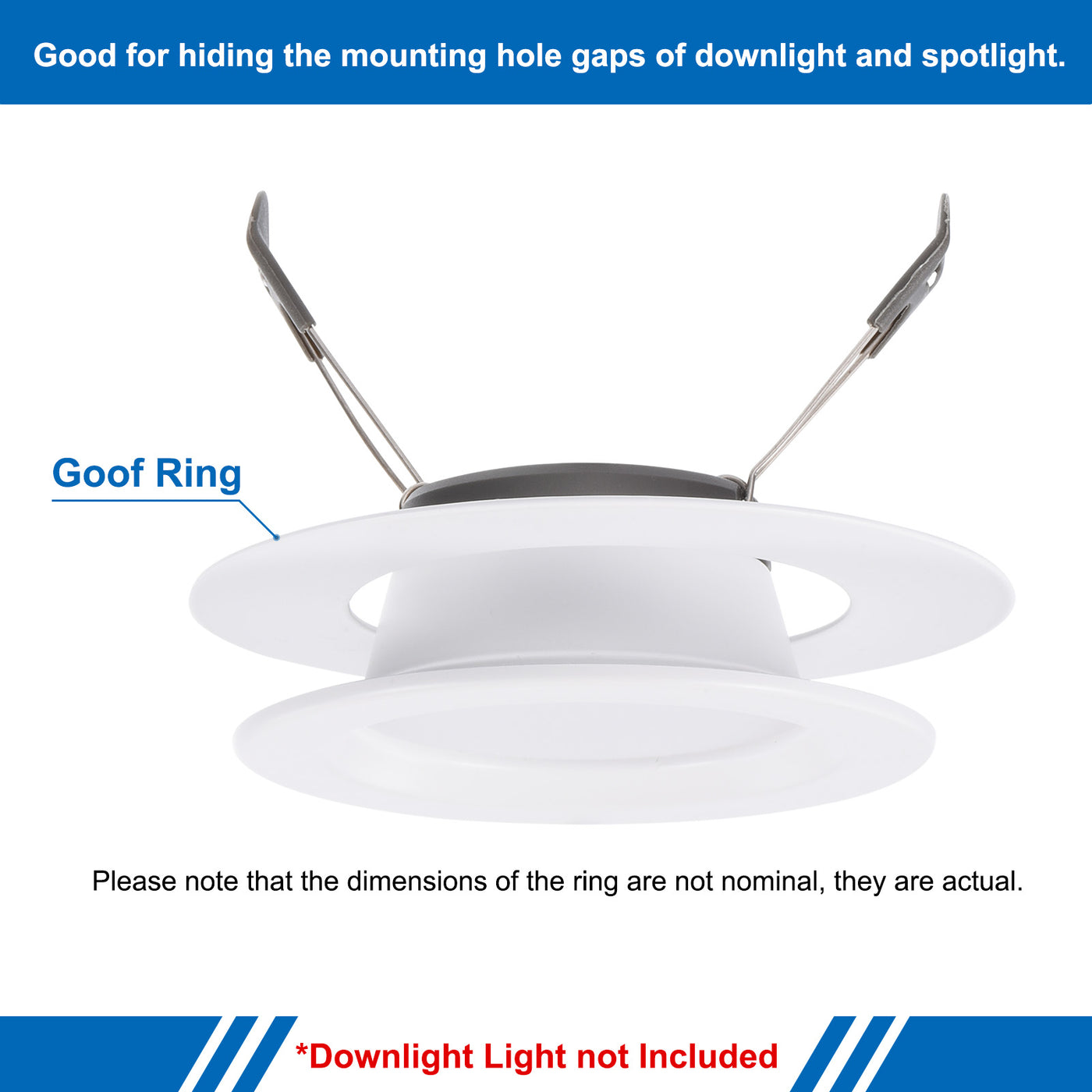 Harfington 6.3" ID 10.04" OD Goof Rings for Recessed Light, Gloss White Goof Metal Trim Ring Lighting Fixture for Ceiling Wall Recessed Can Downlights