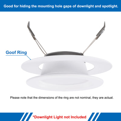 Harfington 3.58" ID 4.92" OD Goof Rings for Recessed Light, 2 Pack Gloss White Goof Metal Trim Ring Lighting Fixture for Ceiling Wall Recessed Can Downlights