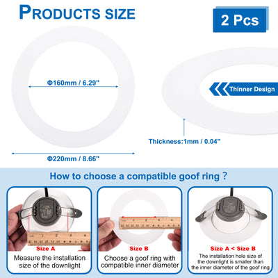 Harfington 6.3" ID 8.66" AD Bummelringe für Deckenleuchte 2 Packung Glanz Weiß Scheinwerfer Ring Beleuchtung für Decke Wand Einbaudose Deckenlampen