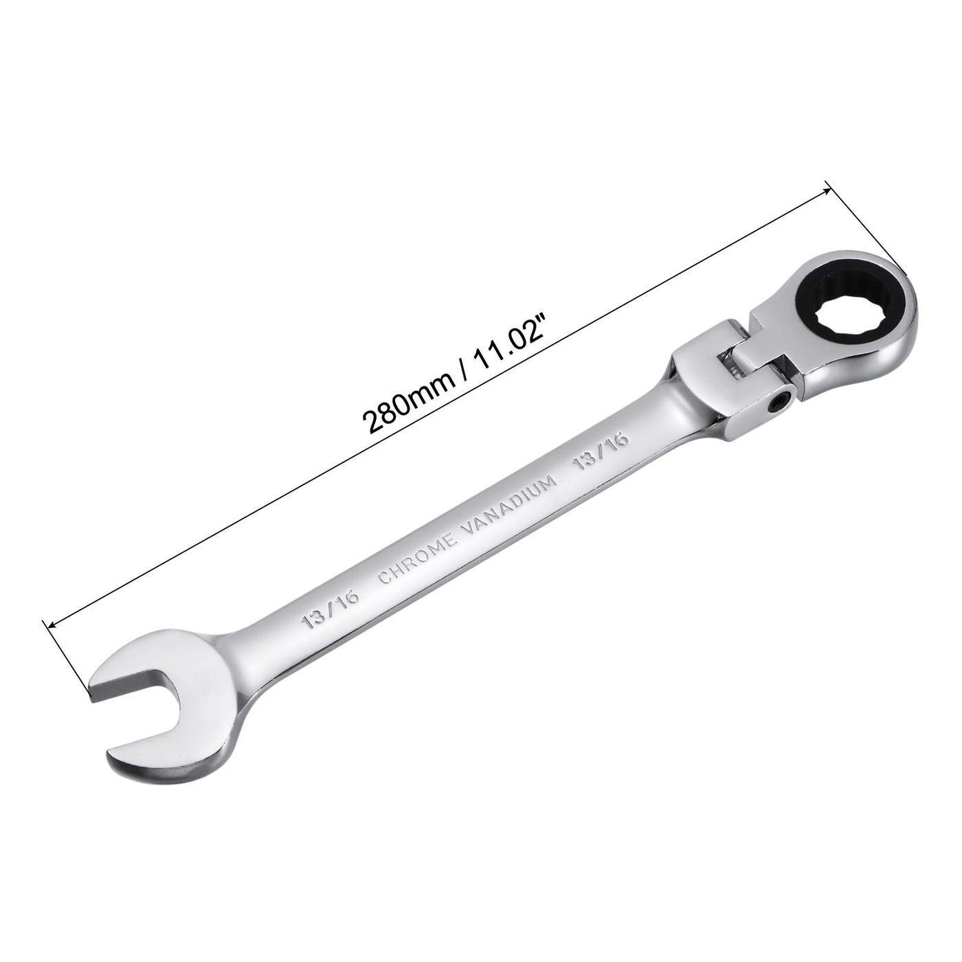 uxcell Uxcell 13/16" Flex-Head Ratcheting Combination Wrench SAE 72 Teeth 12 Point Box Ended