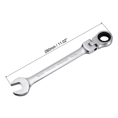 Harfington Uxcell 13/16" Flex-Head Ratcheting Combination Wrench SAE 72 Teeth 12 Point Box Ended