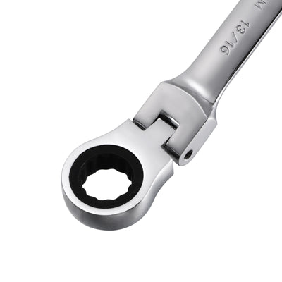 Harfington Uxcell 13/16" Flex-Head Ratcheting Combination Wrench SAE 72 Teeth 12 Point Box Ended