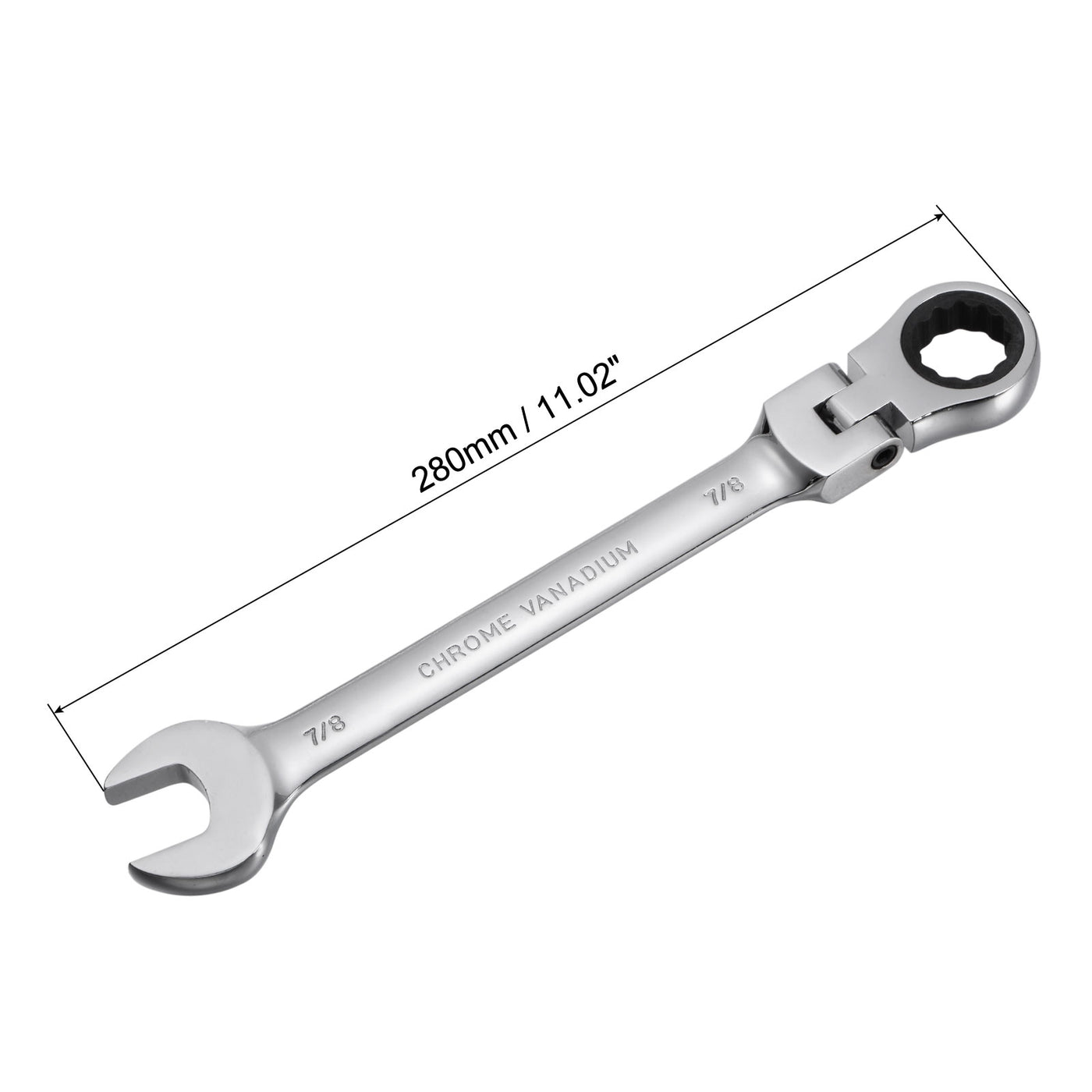 uxcell Uxcell 7/8" Flex-Head Ratcheting Combination Wrench SAE 72 Teeth 12 Point Box Ended