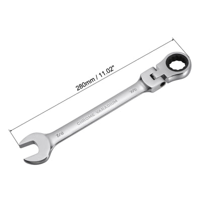 Harfington Uxcell 7/8" Flex-Head Ratcheting Combination Wrench SAE 72 Teeth 12 Point Box Ended