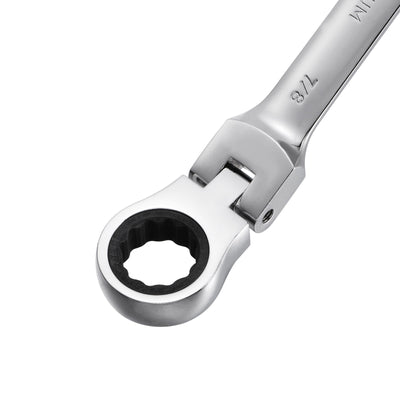 Harfington Uxcell 7/8" Flex-Head Ratcheting Combination Wrench SAE 72 Teeth 12 Point Box Ended