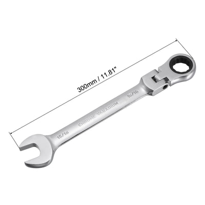 Harfington Uxcell 15/16" Flex-Head Ratcheting Combination Wrench SAE 72 Teeth 12 Point Box Ended