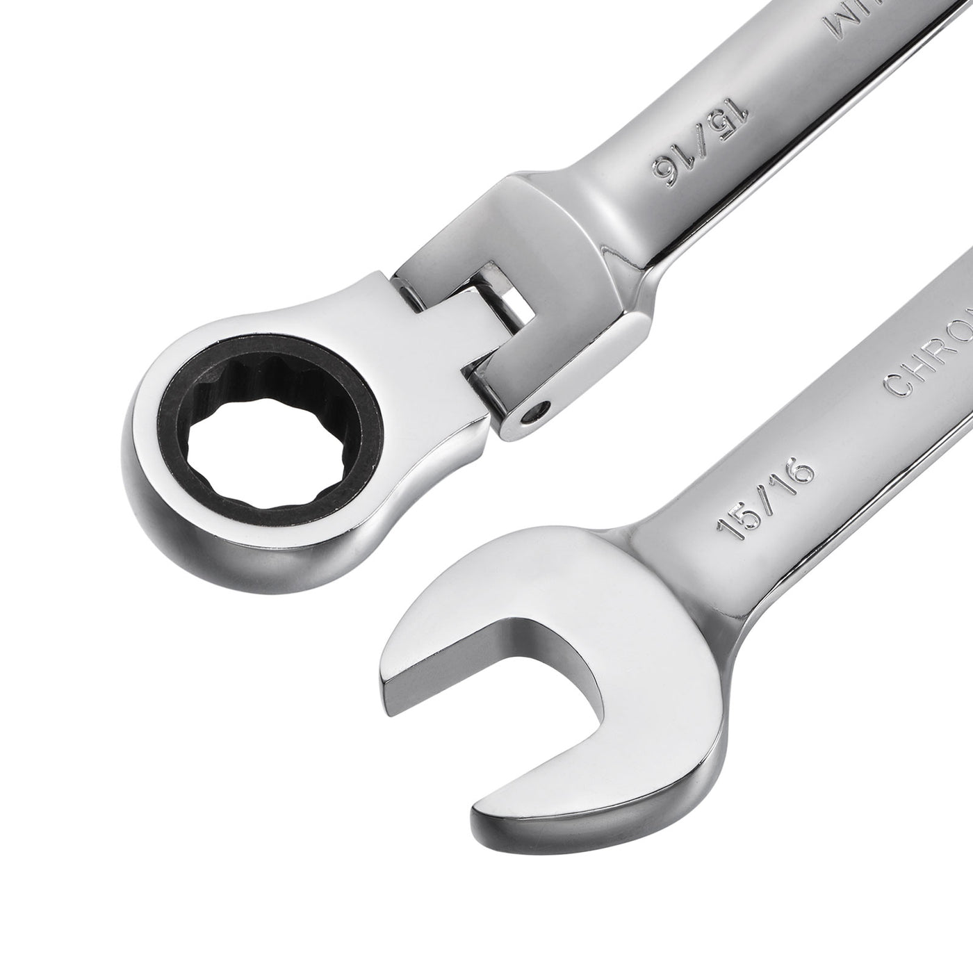 uxcell Uxcell 15/16" Flex-Head Ratcheting Combination Wrench SAE 72 Teeth 12 Point Box Ended