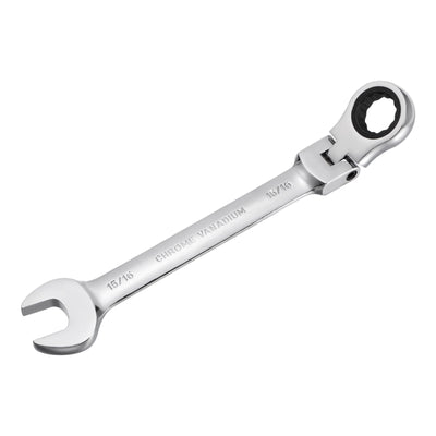 Harfington Uxcell 15/16" Flex-Head Ratcheting Combination Wrench SAE 72 Teeth 12 Point Box Ended