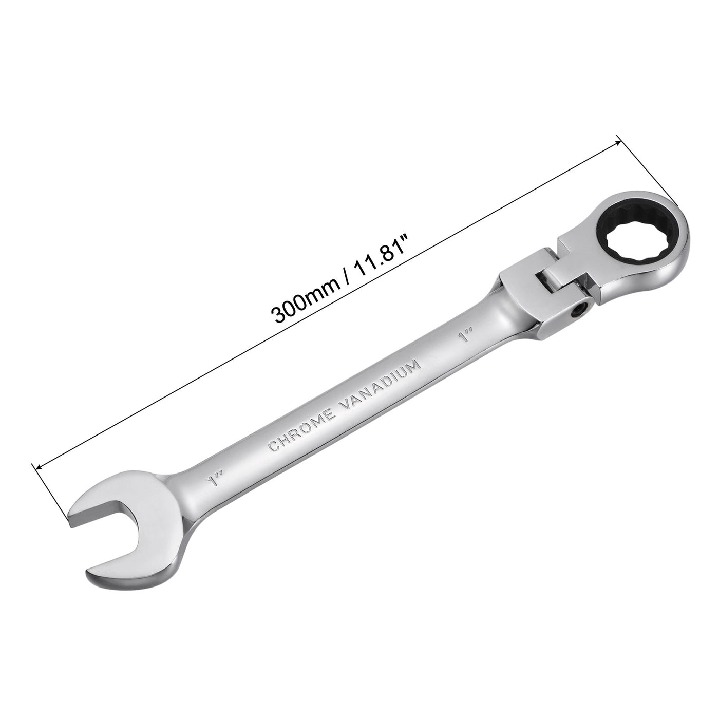 uxcell Uxcell 1" Flex-Head Ratcheting Combination Wrench SAE 72 Teeth 12 Point Box Ended