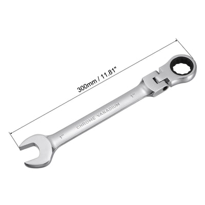 Harfington Uxcell 1" Flex-Head Ratcheting Combination Wrench SAE 72 Teeth 12 Point Box Ended