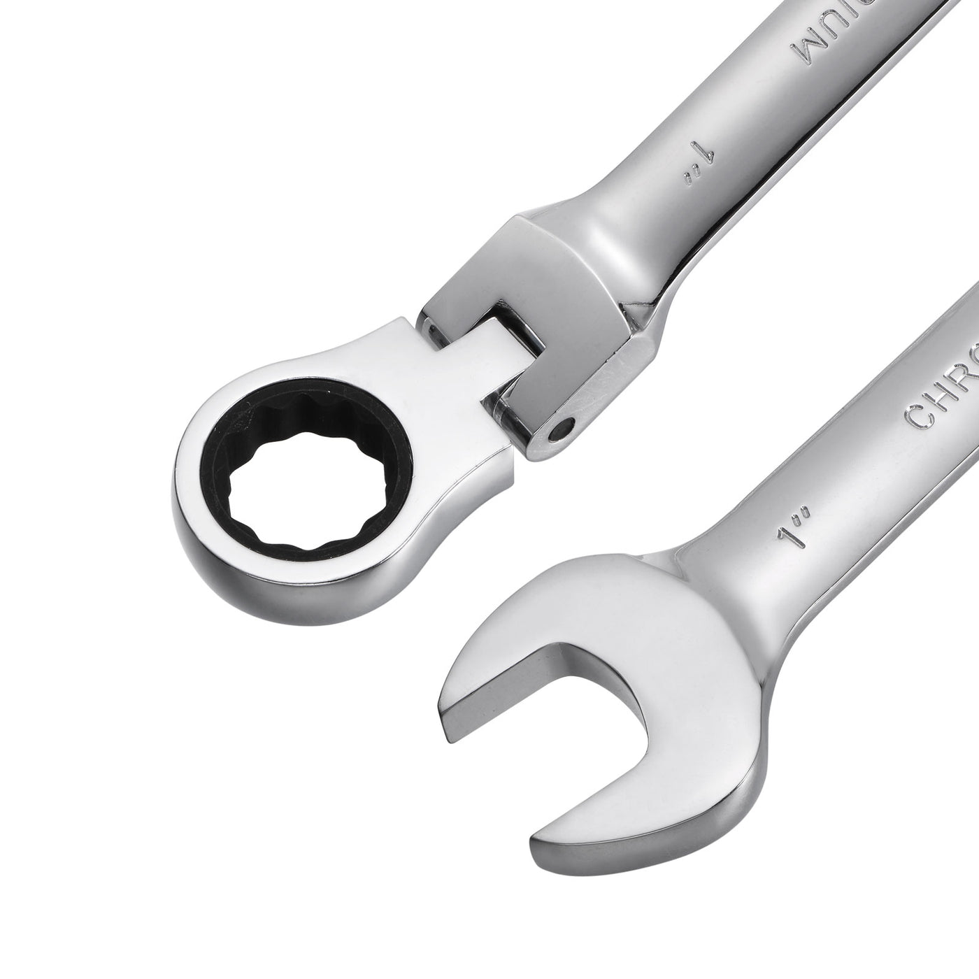 uxcell Uxcell 1" Flex-Head Ratcheting Combination Wrench SAE 72 Teeth 12 Point Box Ended