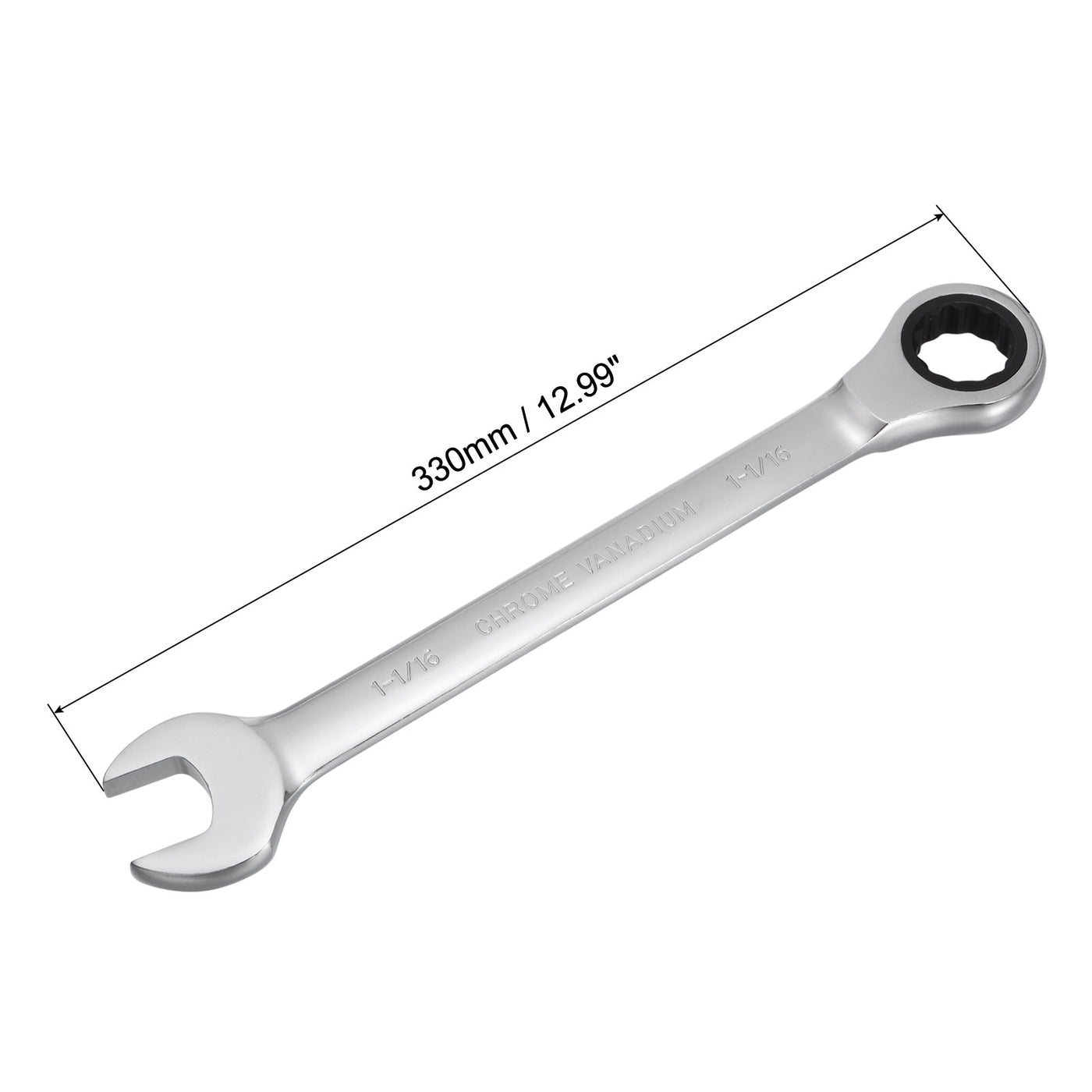 uxcell Uxcell 1-1/16" Ratcheting Combination Wrench SAE 72 Teeth 12 Point Box Ended Tools