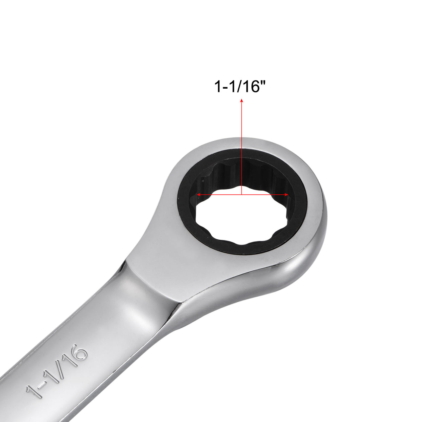 uxcell Uxcell 1-1/16" Ratcheting Combination Wrench SAE 72 Teeth 12 Point Box Ended Tools