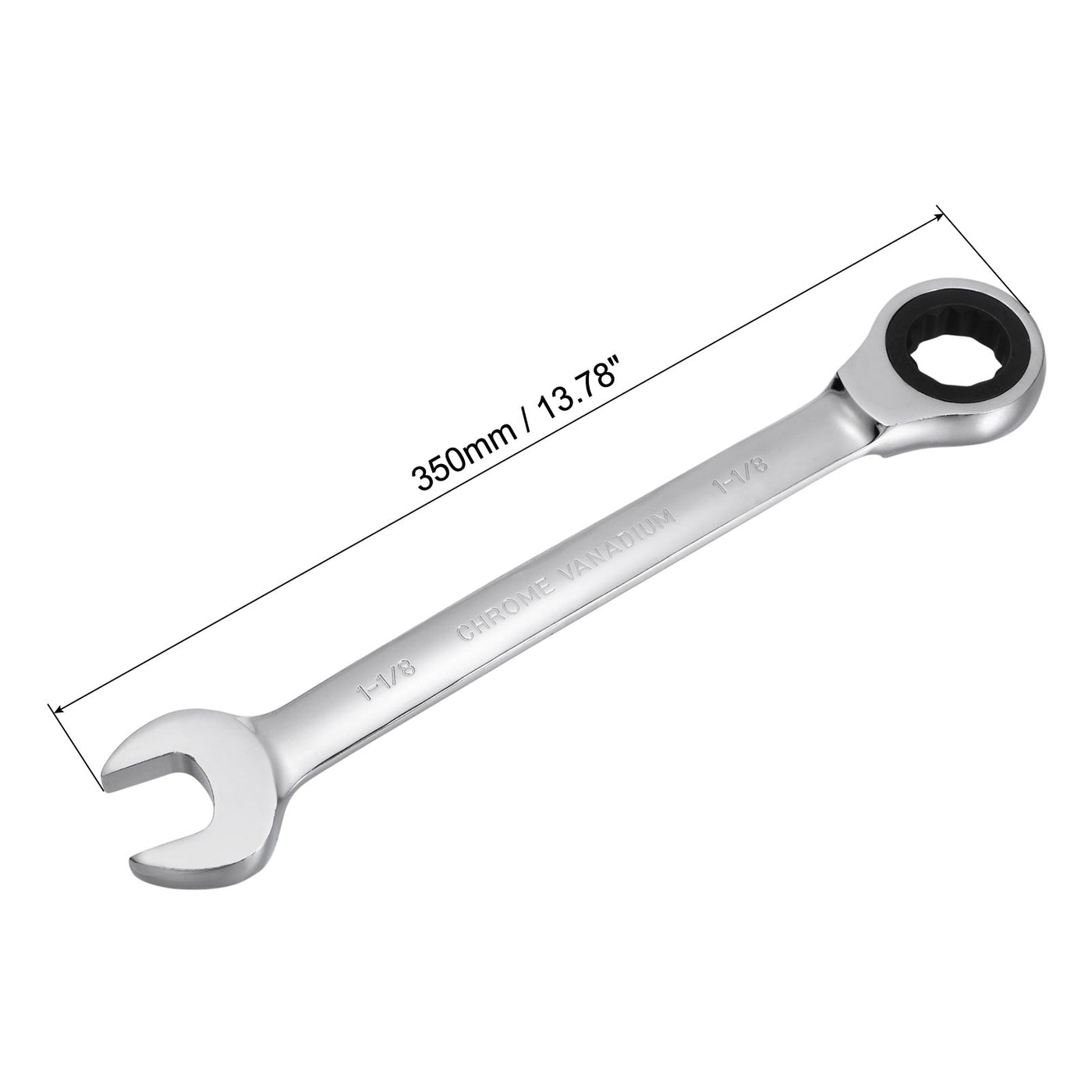 uxcell Uxcell 1-1/8" Ratcheting Combination Wrench SAE 72 Teeth 12 Point Box Ended Tools