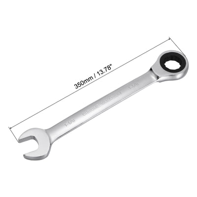 Harfington Uxcell 1-1/8" Ratcheting Combination Wrench SAE 72 Teeth 12 Point Box Ended Tools