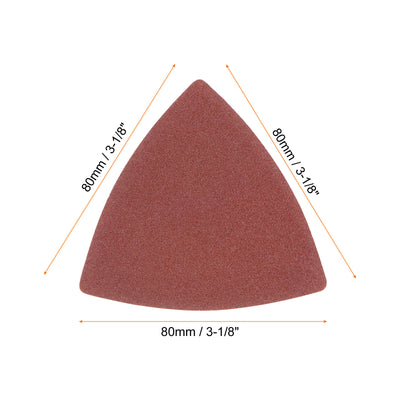 Harfington 100pcs 180 Grits 80mm Aluminum Oxide Triangular Hook & Loop Sandpapers Pads