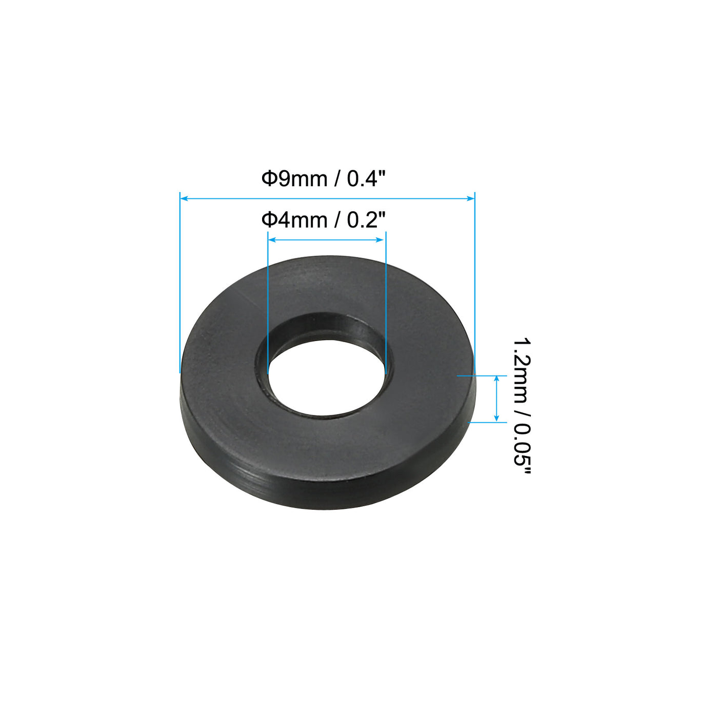 Harfington M4 Rubber Flat Washer, 10pcs 4mm ID 9mm OD 1.2mm Thick Sealing Spacer Gasket