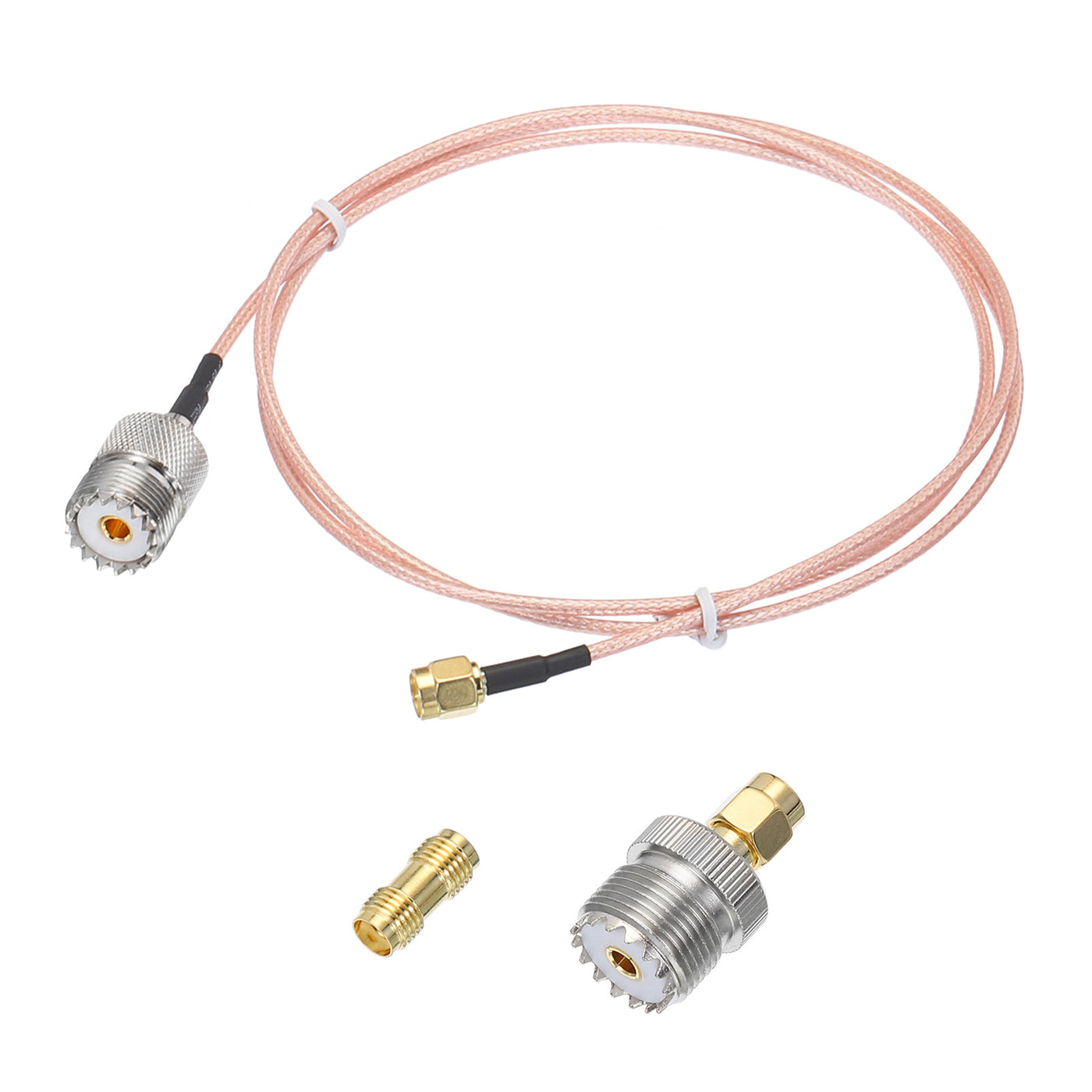 Harfington RG316 Coaxial Cables SMA Male to UHF Female with Adapter Low Loss RF Coaxial Cable 3.2FT Orange 1Pcs