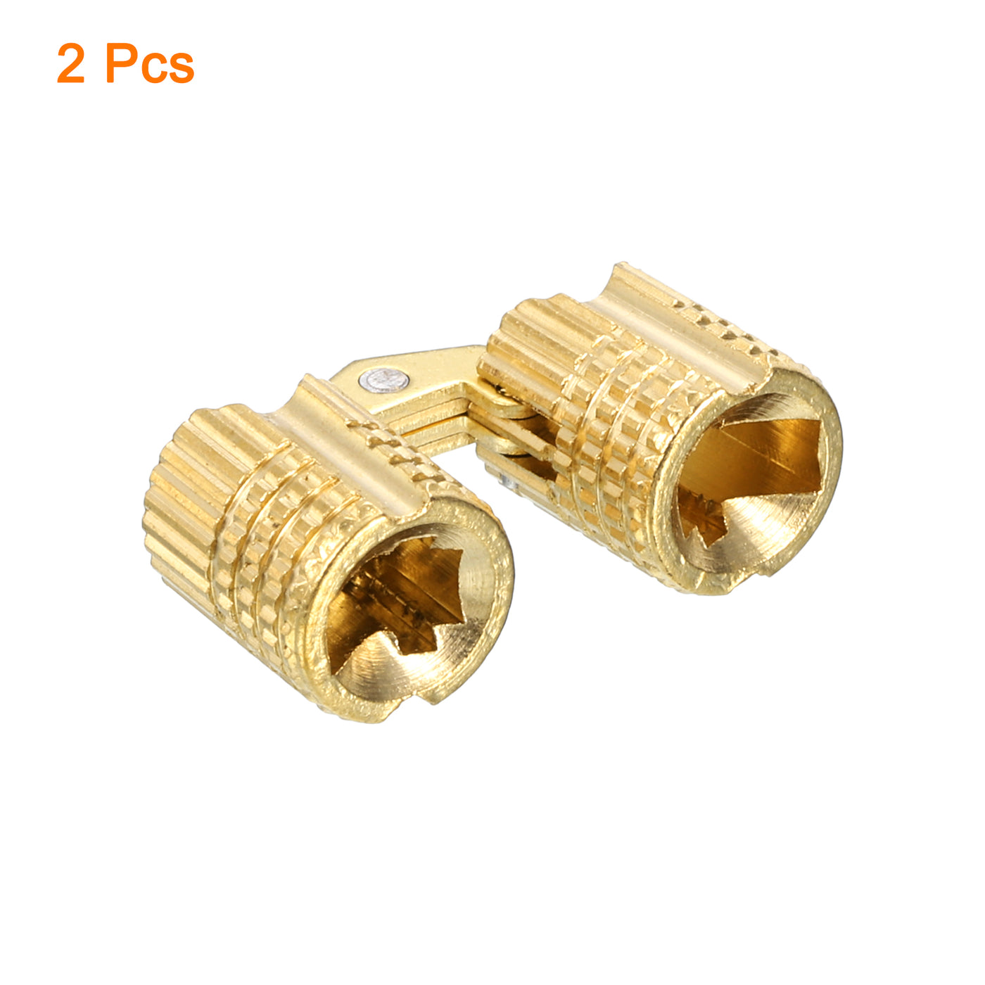 uxcell Uxcell 2Pcs 8mm Brass Barrel Hinges Invisible Hidden Concealed Furniture Hinges, Gold