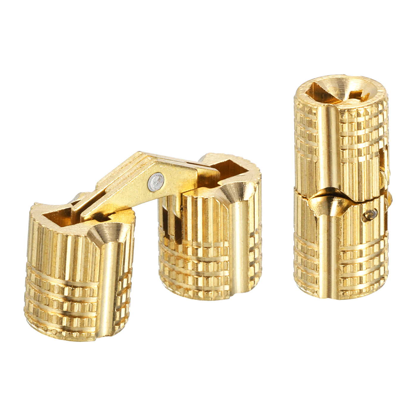 uxcell Uxcell 2Pcs 8mm Brass Barrel Hinges Invisible Hidden Concealed Furniture Hinges, Gold