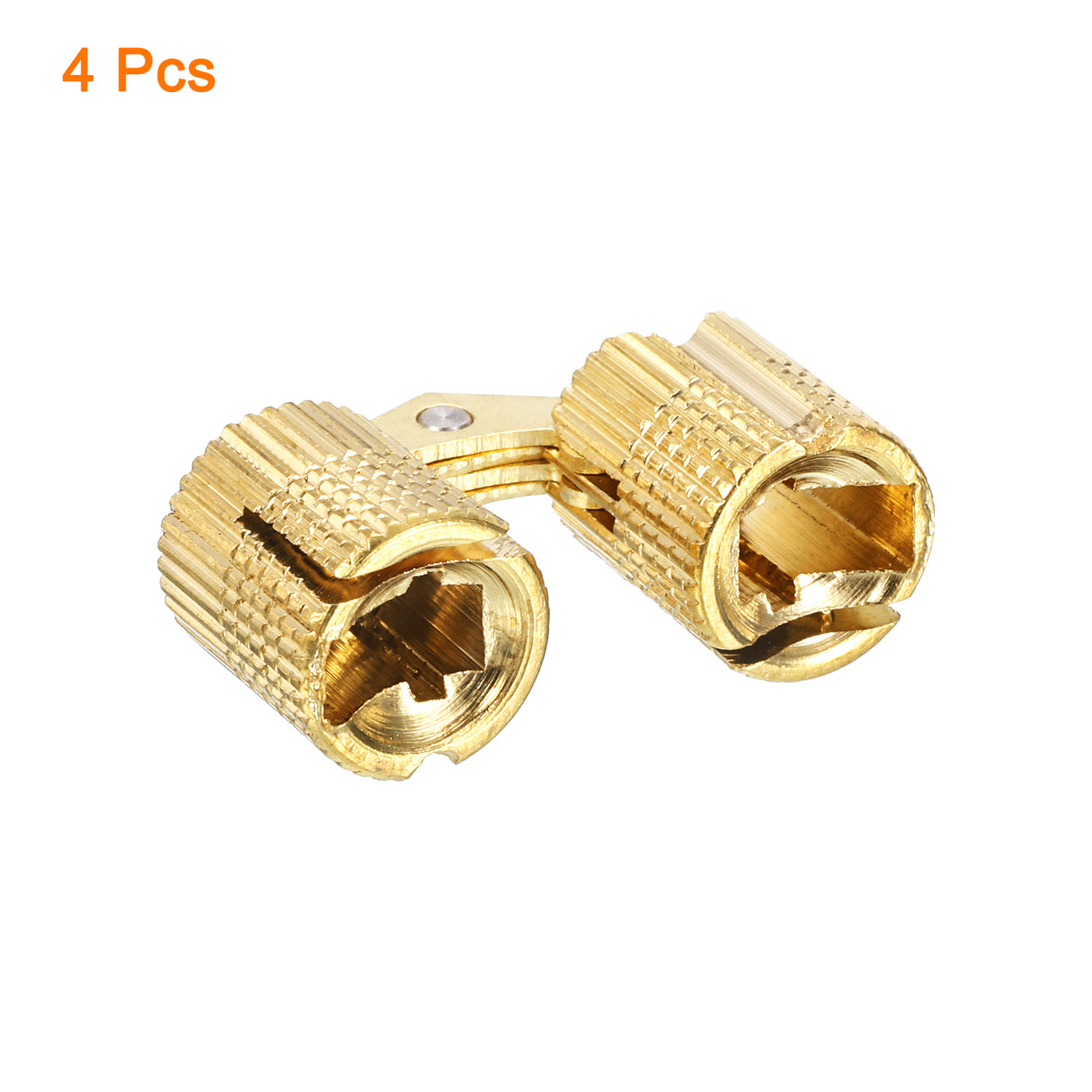 uxcell Uxcell 4Pcs 10mm Brass Barrel Hinges Invisible Hidden Concealed Furniture Hinges, Gold