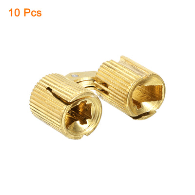 Harfington Uxcell 10Pcs 14mm Brass Barrel Hinges Invisible Hidden Concealed Furniture Hinges, Gold