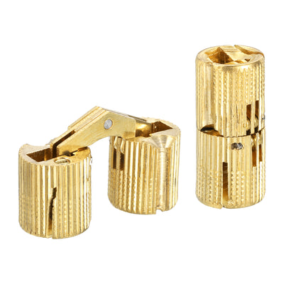 uxcell Uxcell 10Pcs 14mm Brass Barrel Hinges Invisible Hidden Concealed Furniture Hinges, Gold