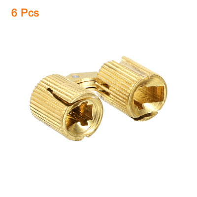 Harfington Uxcell 6Pcs 14mm Brass Barrel Hinges Invisible Hidden Concealed Furniture Hinges, Gold