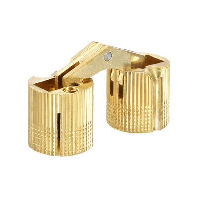 Harfington Uxcell 16mm Brass Barrel Hinges Invisible Hidden Concealed Furniture Hinges, Gold