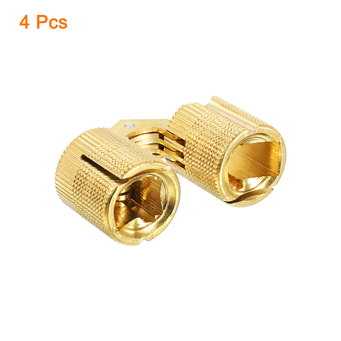 uxcell Uxcell 4Pcs 18mm Brass Barrel Hinges Invisible Hidden Concealed Furniture Hinges, Gold