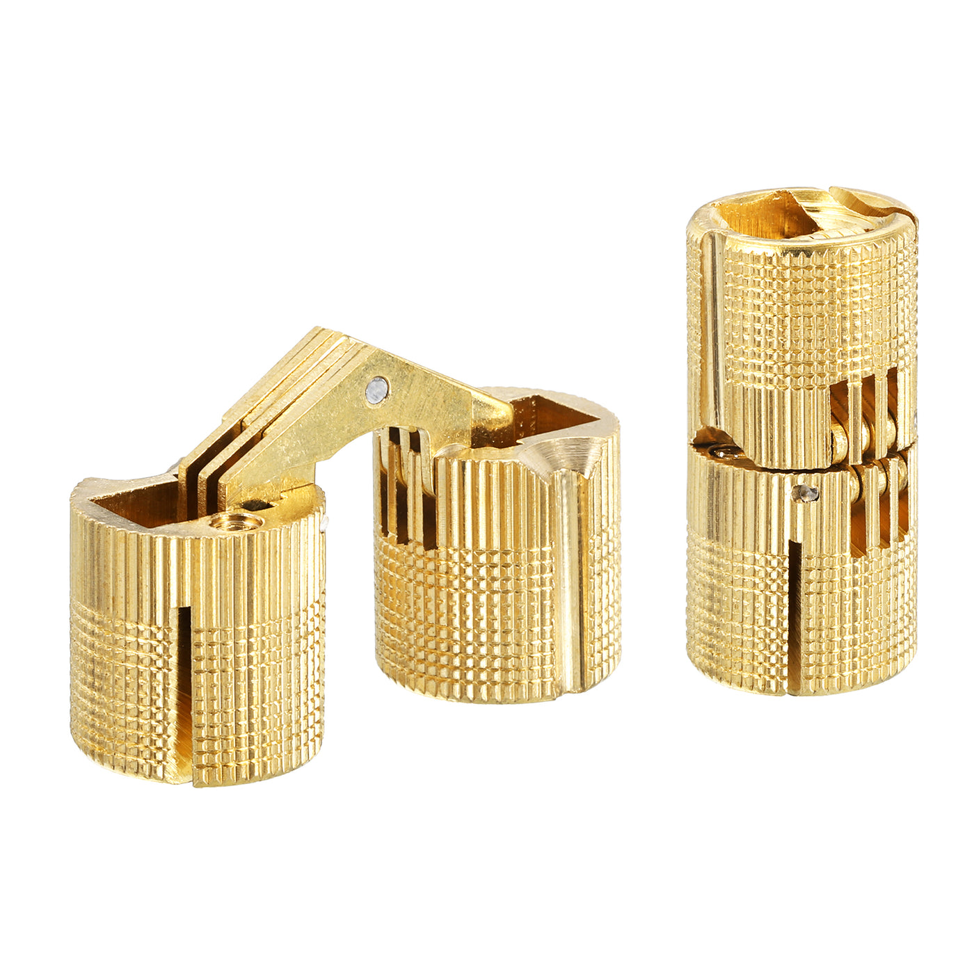 uxcell Uxcell 4Pcs 18mm Brass Barrel Hinges Invisible Hidden Concealed Furniture Hinges, Gold