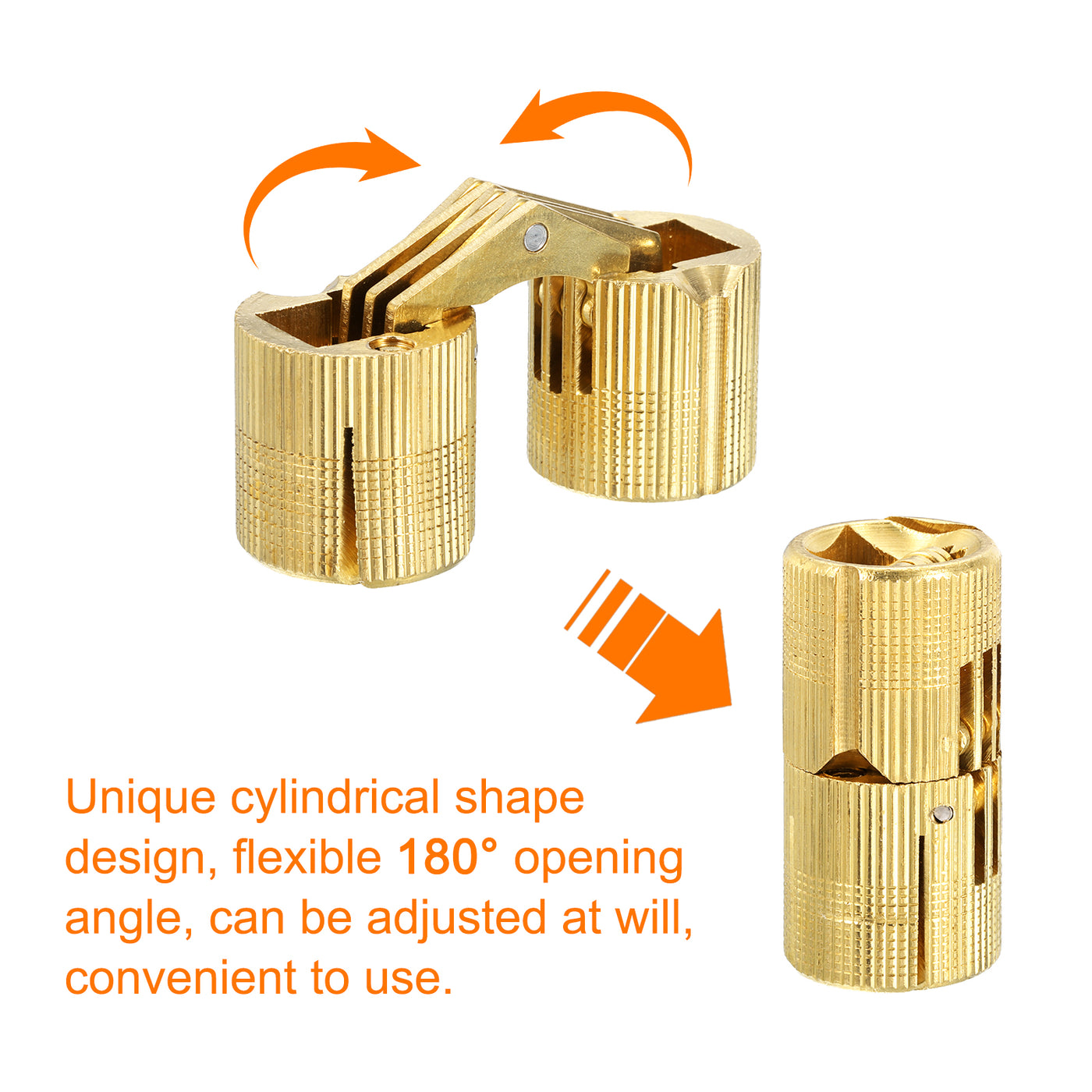 uxcell Uxcell 24mm Brass Barrel Hinges Invisible Hidden Concealed Furniture Hinges, Gold