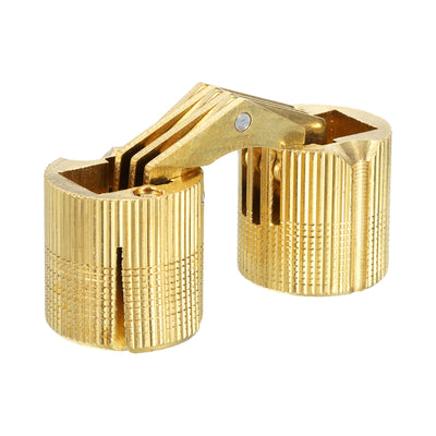 uxcell Uxcell 24mm Brass Barrel Hinges Invisible Hidden Concealed Furniture Hinges, Gold