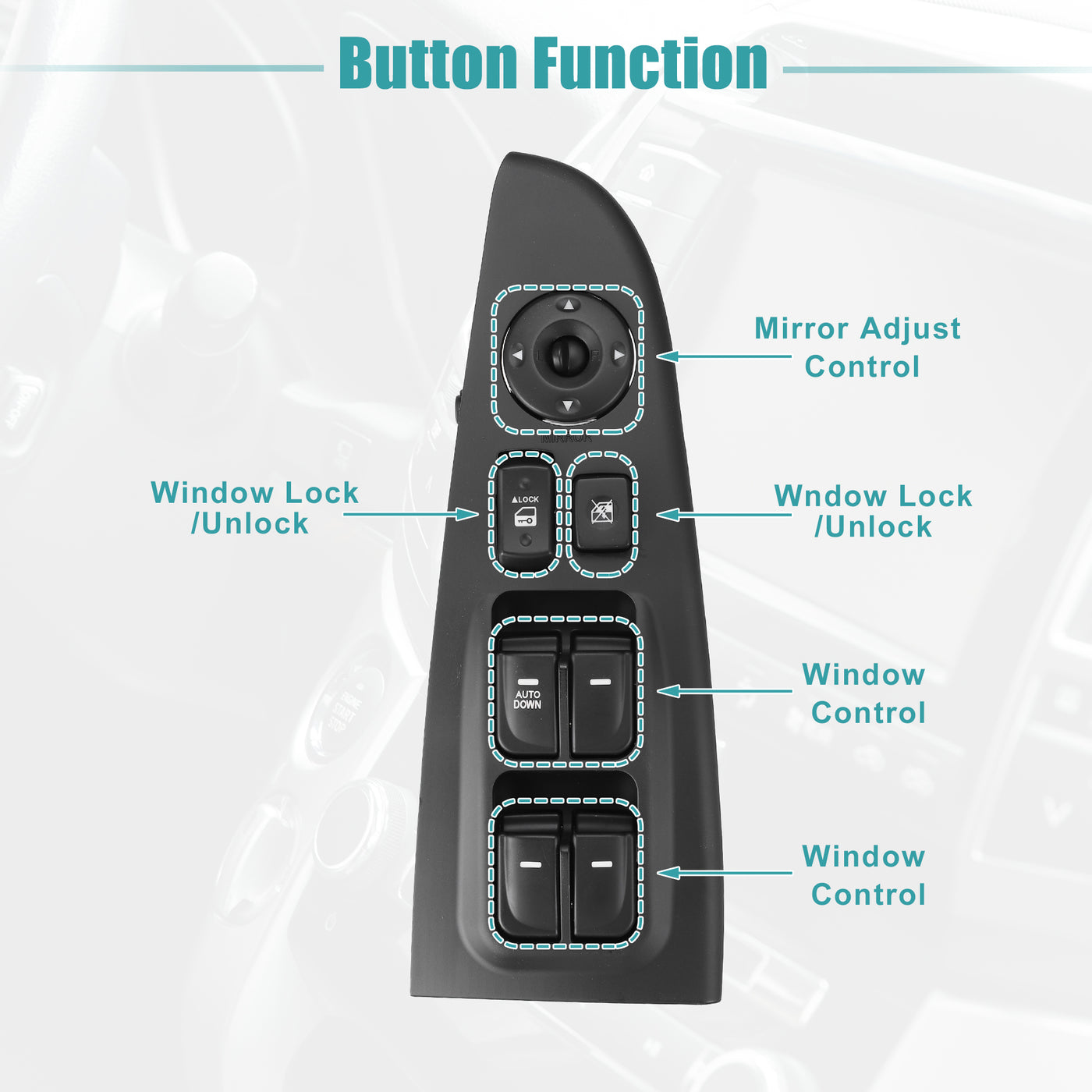 ACROPIX Front Left Driver Side Power Window Switch Fit for Hyundai Elantra 2007-2010 No.935702H1107U - Pack of 1