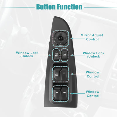 Harfington Front Left Driver Side Power Window Switch Fit for Hyundai Elantra 2007-2010 No.935702H1107U - Pack of 1