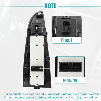 Harfington Front Left Driver Side Power Window Switch Fit for Hyundai Elantra 2007-2010 No.935702H1107U - Pack of 1