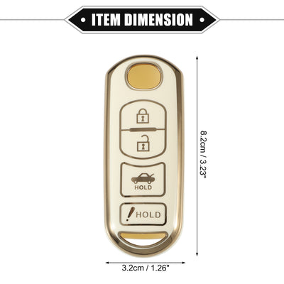 Harfington Key Fob Cover Kit Compatible for MAZDA 3 6 2009-2012, 4 Button Soft TPU White Remote Keyless Smart Key Fob Case Protection Shell with Keychain