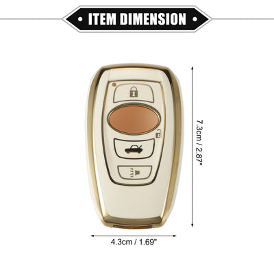 Harfington Key Fob Cover Kit Compatible for Subaru Forester 2016-2018, 4 Button Soft TPU White Remote Keyless Smart Key Fob Case Protection Shell with Keychain