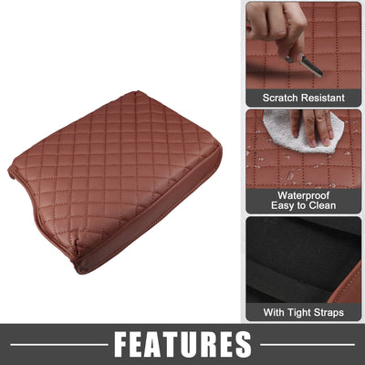 Harfington Car Seat Armrest Cover Interior Protective Lid Storage Covers Trim for Hyundai Palisade 2020-2023 Faux Leather Brown