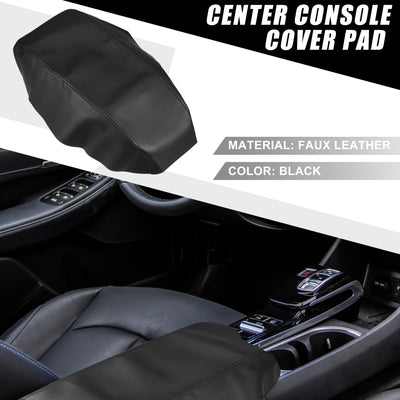 Harfington Car Seat Armrest Cover Interior Protective Lid Storage Covers Trim for Hyundai Sonata 2015-2019 Faux Leather Black