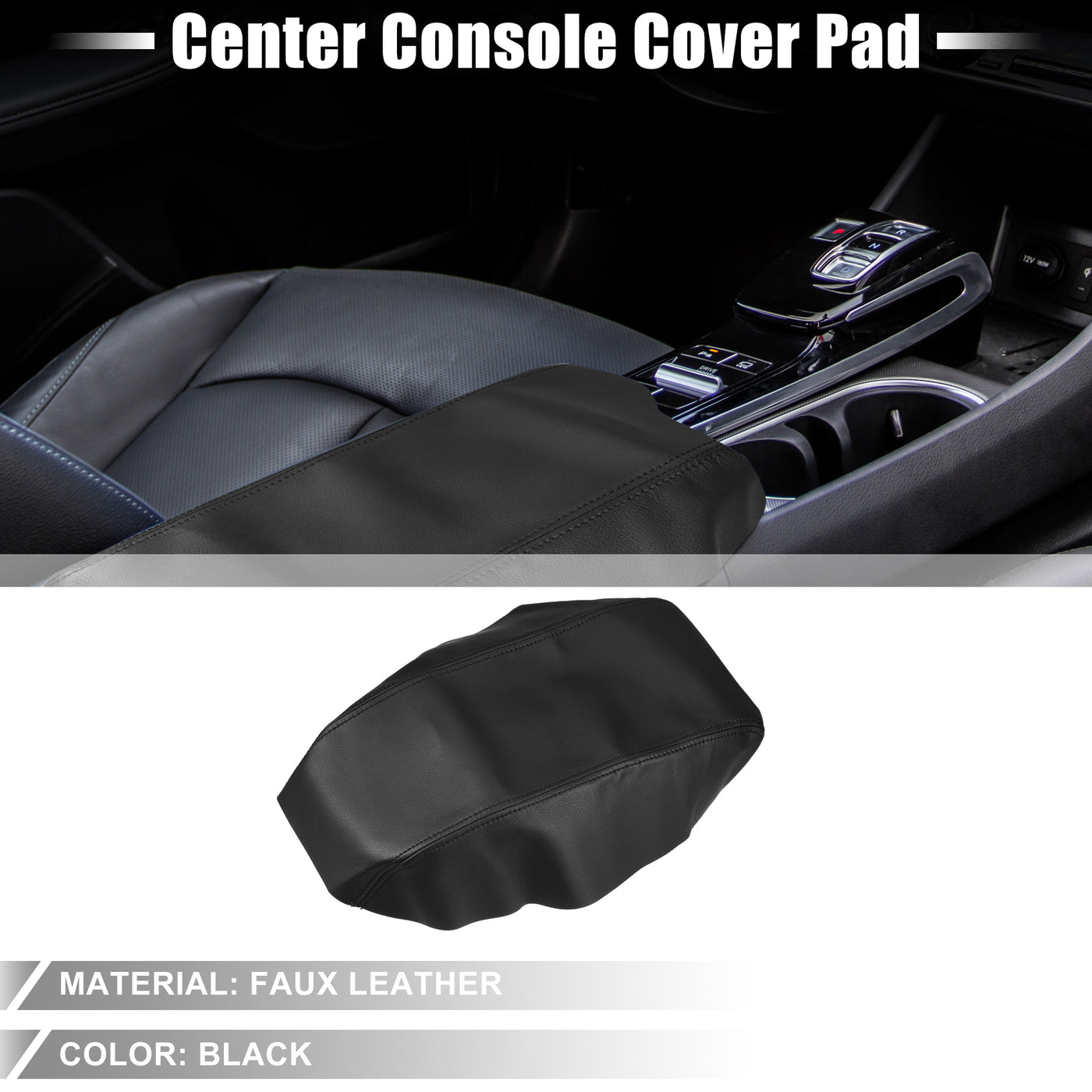 A ABSOPRO Car Seat Armrest Cover Interior Protective Lid Storage Covers Trim for Hyundai Sonata 2015-2019 Faux Leather Black