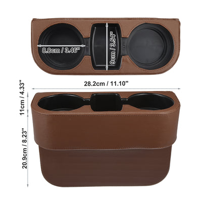 Harfington PU Leather Car Seat Gap Filler Multi-function Cup Holder Car Seat Organizer Console Side Pocket Storage Box - Pack of 1