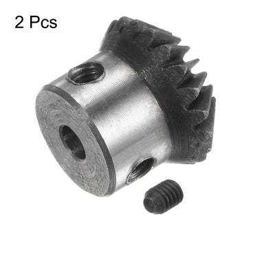 Harfington 2pcs Bevel Gears 1M 20 Teeth 5mm Shaft Hole Tapered Bevel Pinion Gear