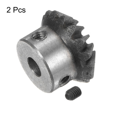 Harfington 2pcs Bevel Gears 1.5M 16 Teeth 6mm Shaft Hole Tapered Bevel Pinion Gear