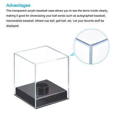 Harfington Baseball Display Case, Acrylic Cube Baseball Storage Case, Clear Display Case for Autographed Baseball Memorabilia Baseball